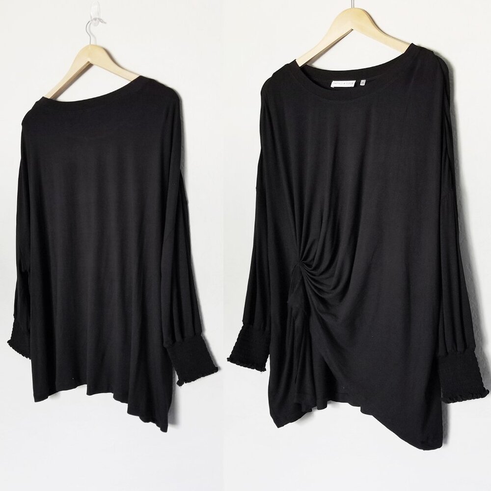 Patrizia Luca Milano Asymmetrical Pleated Ruched Oversized Dolman Tunic Top OS